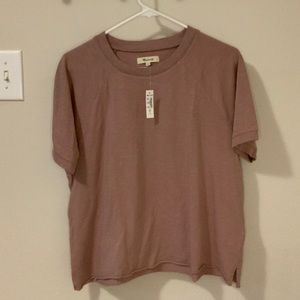 Madewell Garment-Dyed Harraway Raglan Tee Size Medium Mauve Shadow NWT